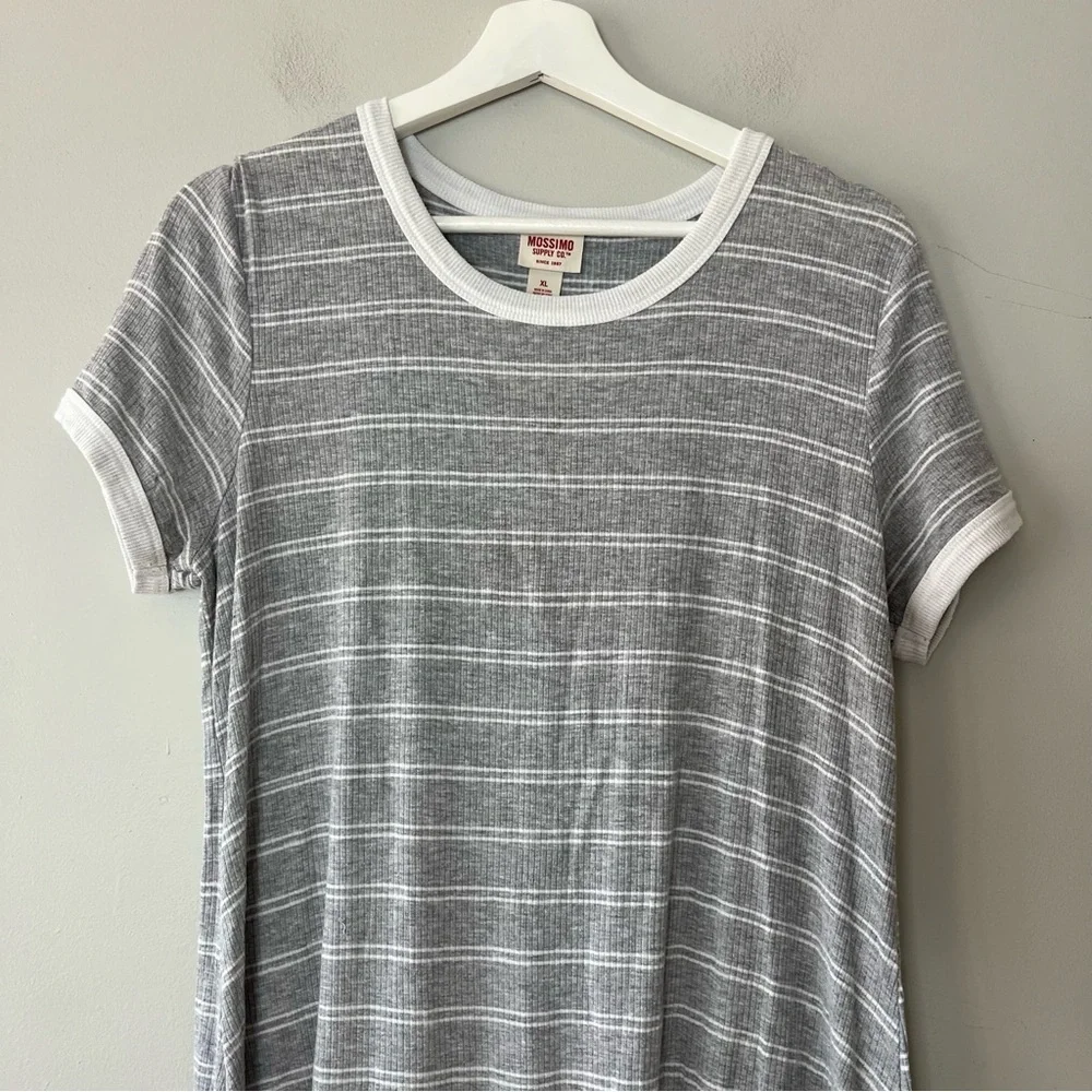 Mossimo Supply Co Striped Ribbed Crew Neck T-Shirt‎ Dress XL